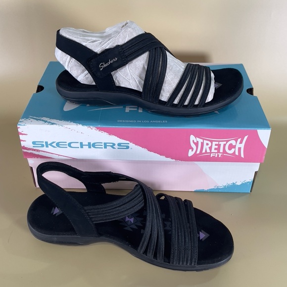 ** NWT Skechers Black Reggae Slim-Sunnyside 2.0 Sandals Sz 6 - Picture 1 of 17